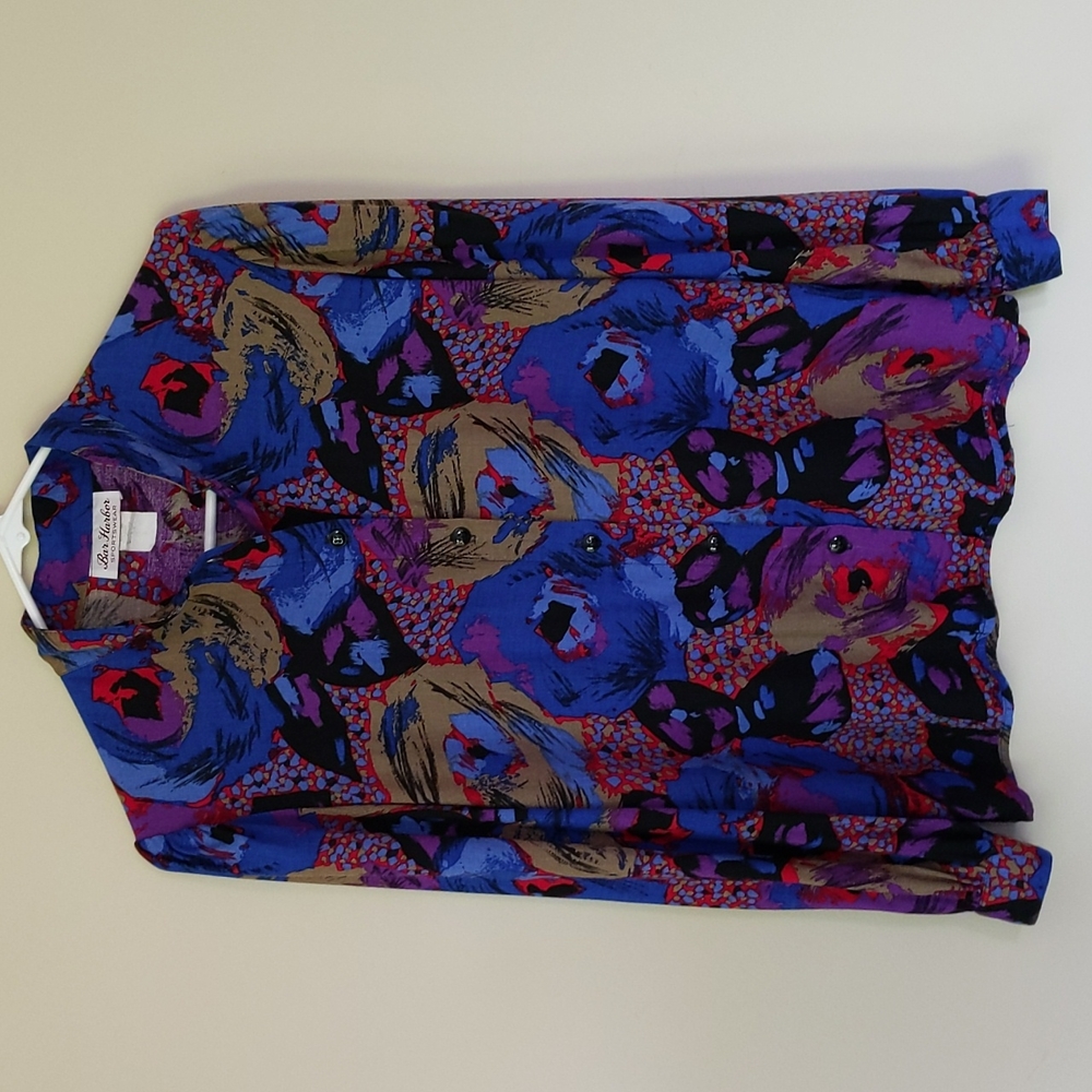 Vtg. Bar Harbor Sportswear Button Down Shirt 8 Blue Red Purple